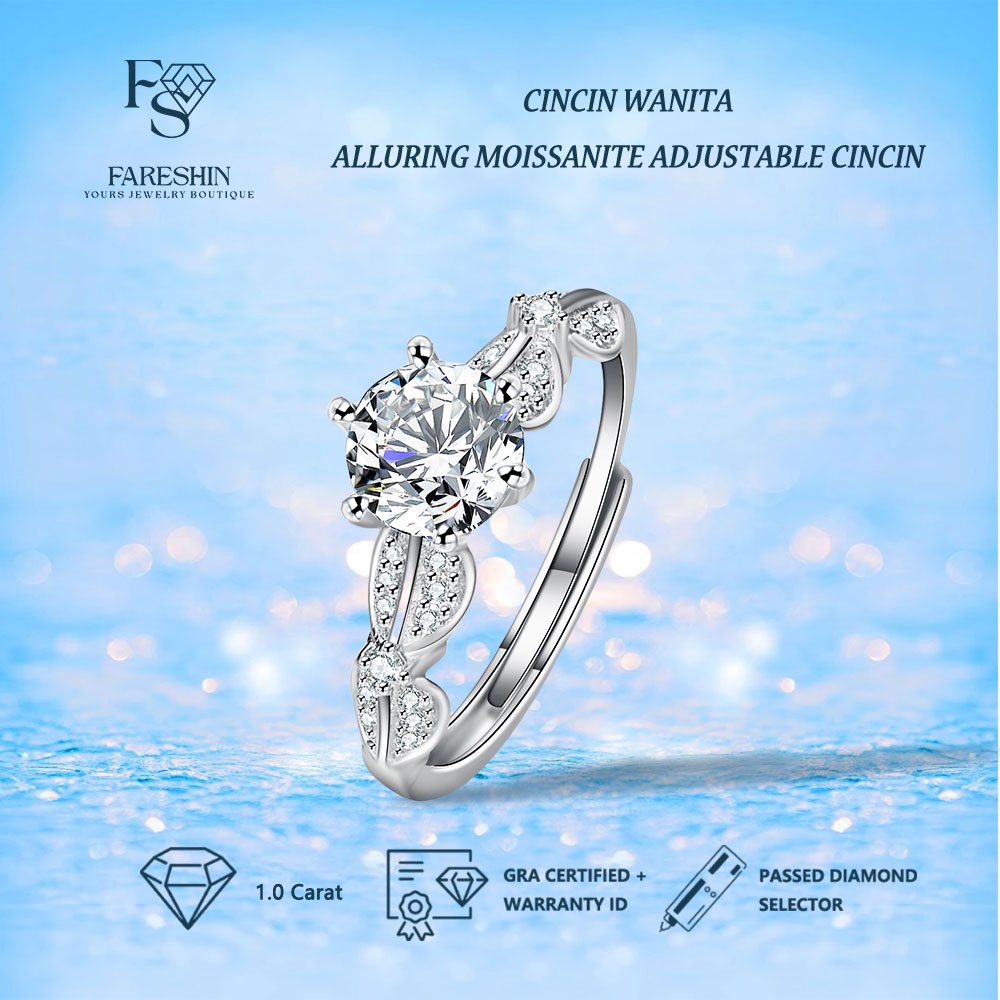 Cincin Wanita Moissanite Tunangancincin Alluring-White Gold 18K Sterling Silver 925-Fareshin Jewelry