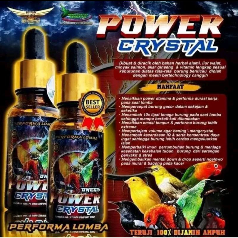 POWER CRYSTAL OMEGA PLUS Vitamin Penggacor Burung Kicau Murai Batu Kenari Kacer