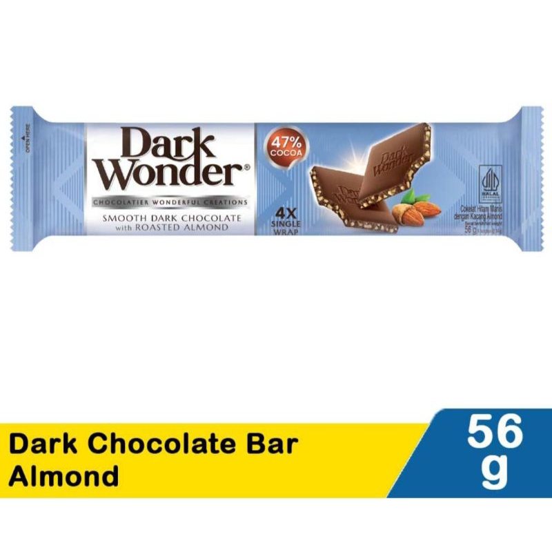 

(PROMO) Dark Wonder Dark Chocolate with Roasted Almond 56gr Coklat Hitam dengan Almond