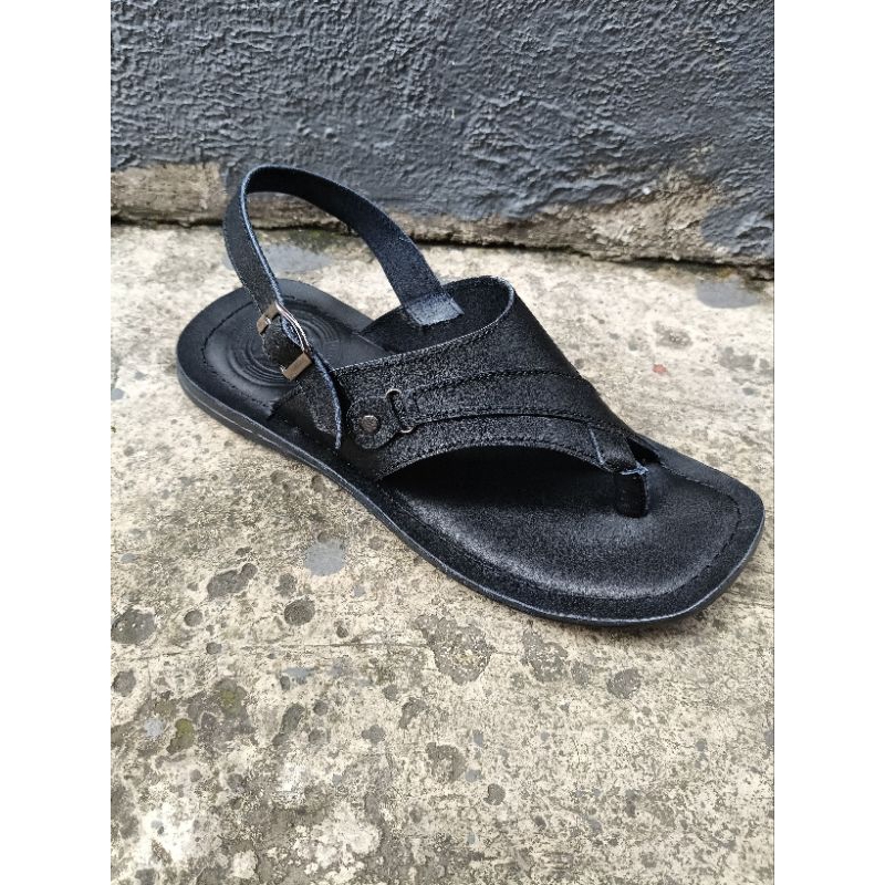 sandal sendal pria asli kulit DMORS jepit tali belakang gesper original jj01
