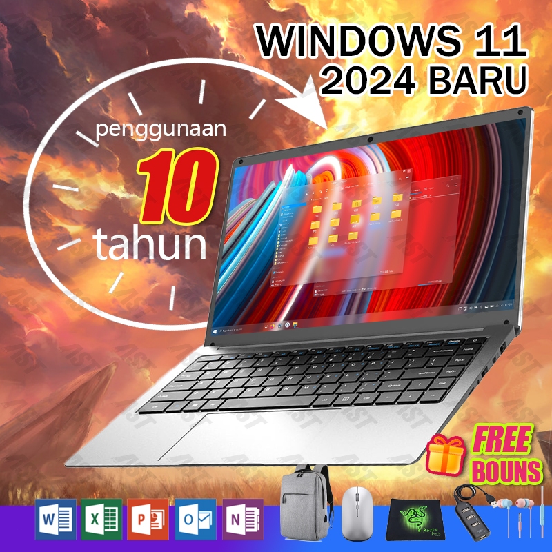 AST laptop Baru 14 inch mini Intel N3350 Ram8+256gb ssd windows10 Murah Ultra tipis belajar notebook