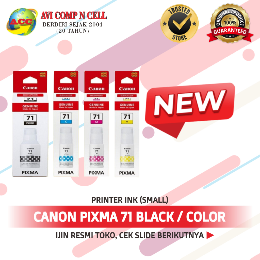 Tinta Printer Canon 71 Kecil (Small) Printer Ink Hitam dan Berwarna