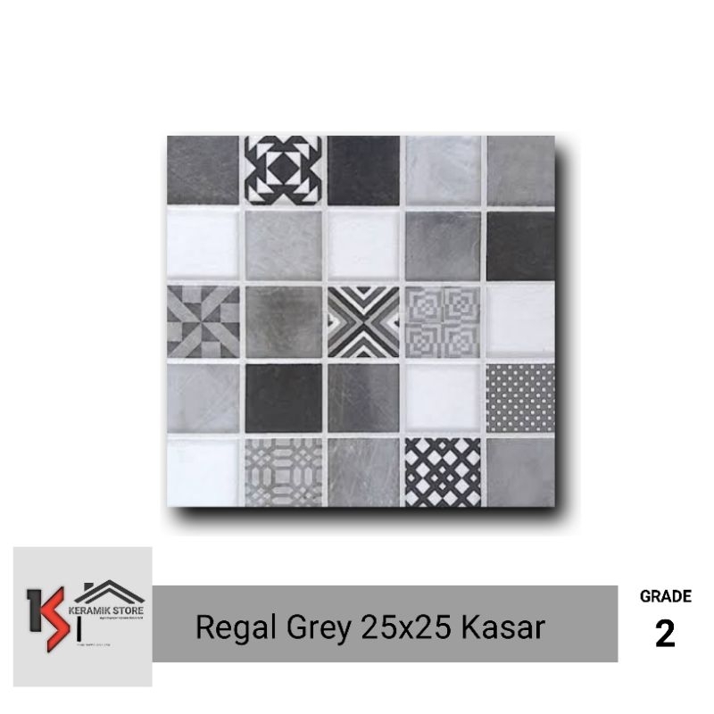 Keramik Lantai Kamar Mandi 25x25 Motif Batik Regal Grey