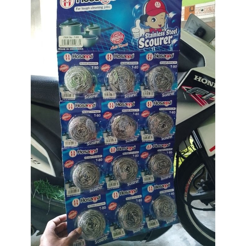 1LEMBAR(12pcs) SABUT CUCI PIRING/KASAK CEPOK/ KAWAT GOSOK PANCI hosana T-80