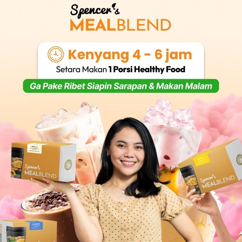 

SPENCER'S MEALBLEND 1 BOX ISI 15 SACHET - MEAL REPLACEMENT TERBAIK TINGGI SERAT TINGGI PROTEIN SOLUSI DIET SEHAT ALAMI PELANGSING PEMBAKAR LEMAK MULTIGRAIN HALAL BPOM