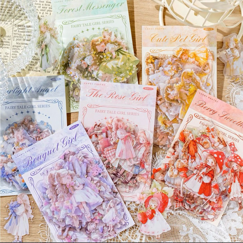 

New PET Sticker Pack Fairy Tale Girl Series Aesthetic Sticker Journal Scrapbook DIY Stiker Jurnal Kit