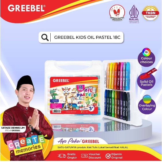 

TERLARISSS Crayon oil pastels greebel 18 warna HALAL dan KIDS