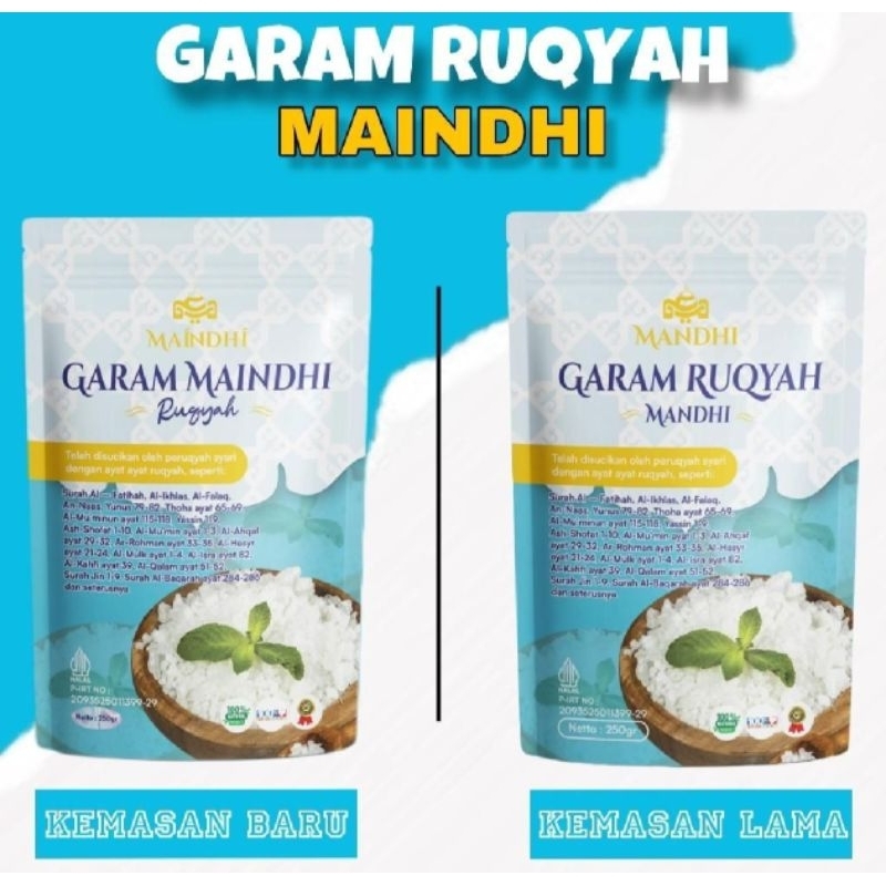 

Garam Maindhi garam ruqyah solusi melancarkan rejeki, menetralkan aura negatif dan melimpahkan hasil panen Kemasan 250 gram