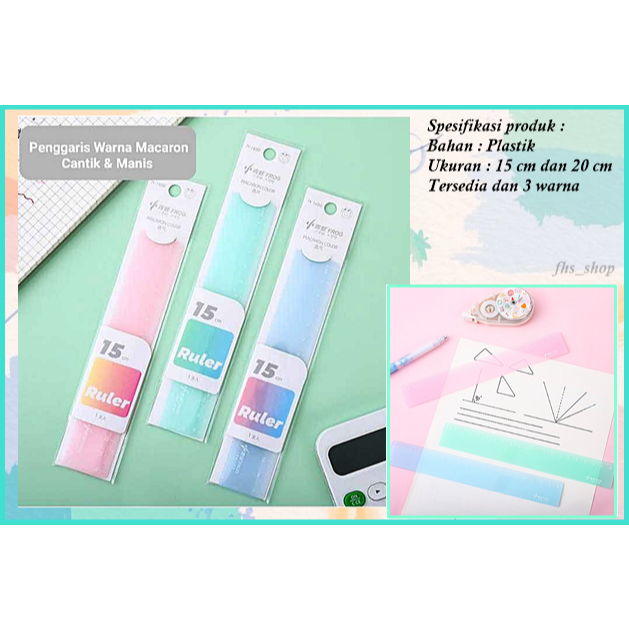 

Penggaris Macaron Penggaris Pastel Penggaris Unik Penggaris Lucu Macaron Rulers 15 cm / 20 cm