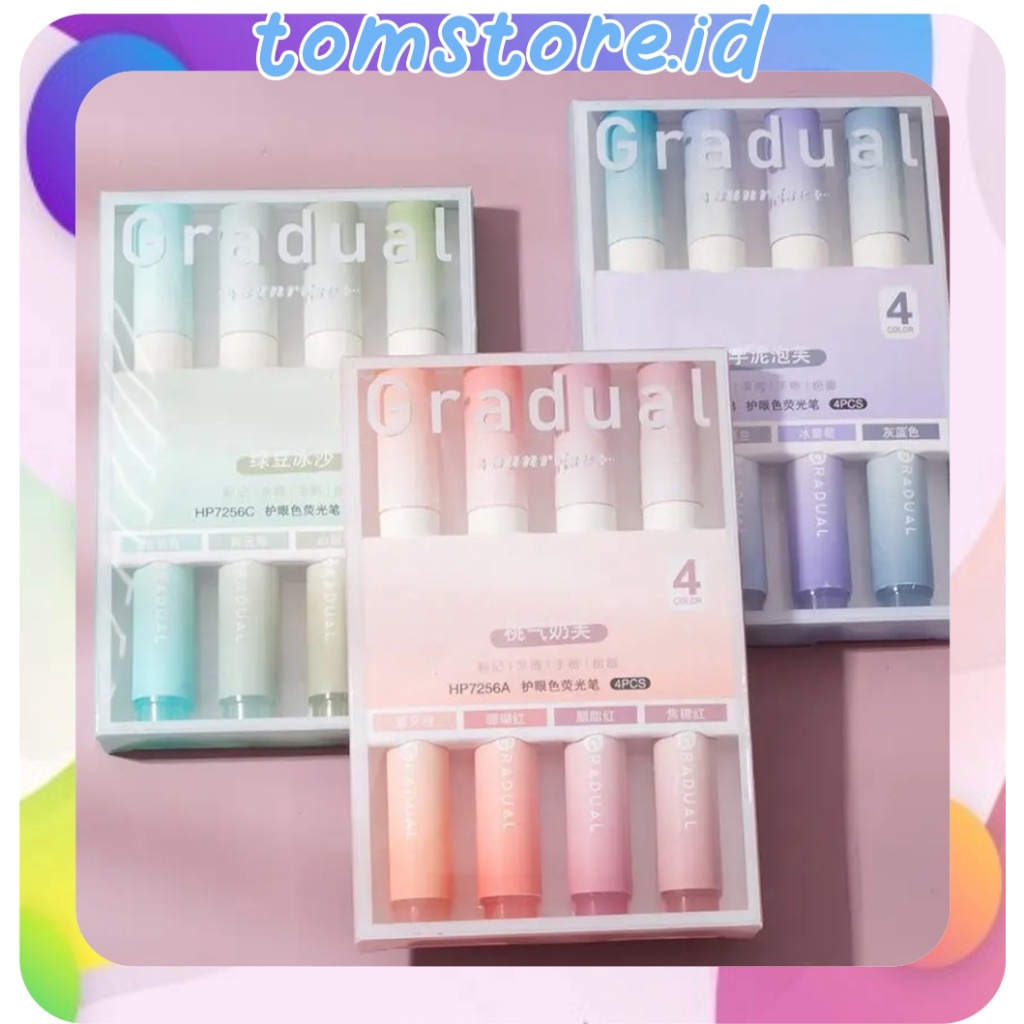 

READY STOK TOMSTOREID Highlighter Pastel Penanda Teks Set 4IN1 Alat Tulis Sekolah Spidol Pen Marker Warna Gradasi Painting Multifungsi Textliner Stasionary Import S17