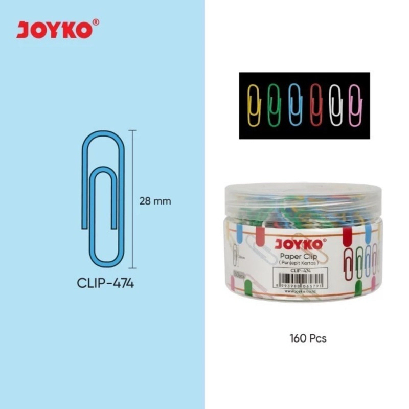 

Paper Clip CLIP-474 Klip Penjepit Kertas Joyko Clip Warna 1 set 160 pc
