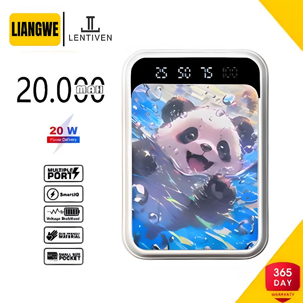 LIANGWE LENTIVEN PowerBank 20000mAh Mini Cute Kartun Fast Charging