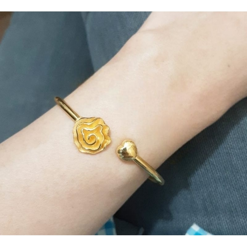 Gelang bangle emas 24k mawar hati