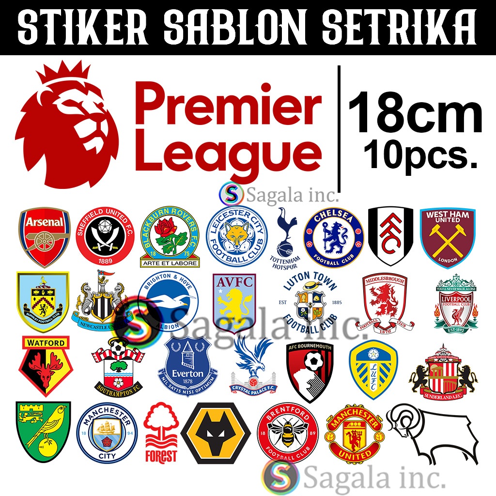 

STIKER SABLON SETRIKA - 18CM ISI 10CLUB - LIGA INGGRIS - LIVERPOOL ARSENAL CHELSEA MANCHESTER
