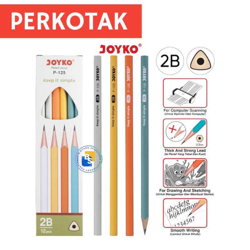 

12 Pcs - Pensil Pencil Joyko P-125 2B