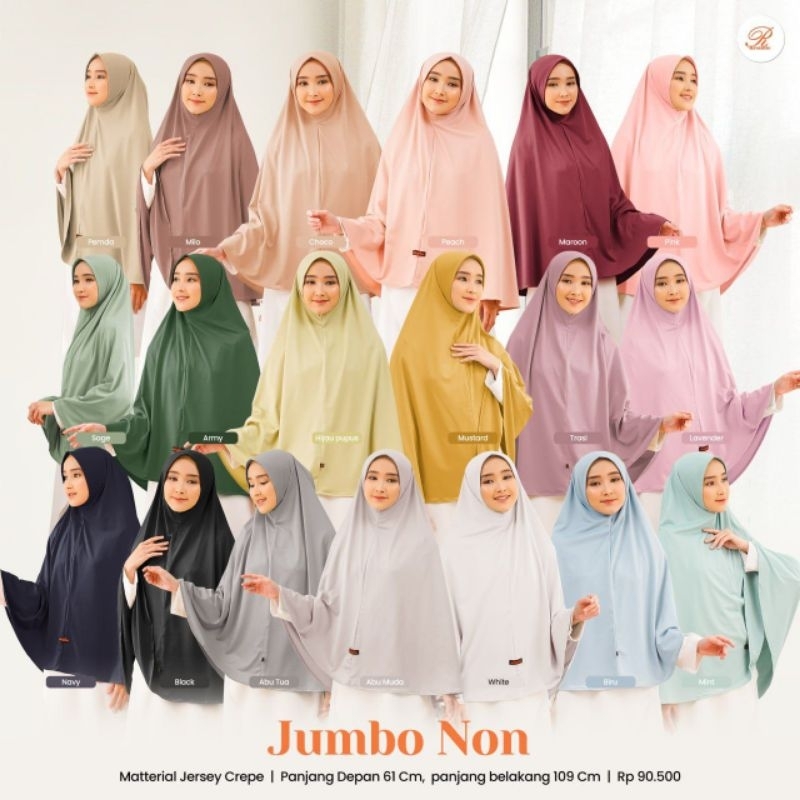 Jilbab Jumbo instant rivantie non pad / bahan jersey crepe premium