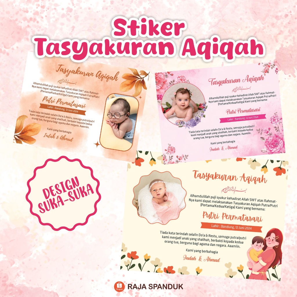 

[BISA COD]STIKER AQIQAH ANAK/STIKER TASYAKURAN AKIKAH/STIKER KOTAK MAKANAN MURAH UKURAN 10X7,5 CM