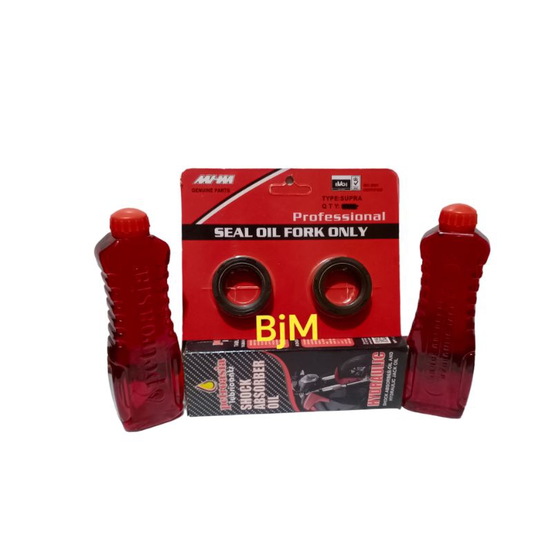 PAKET OLI SHOCK + SEAL SHOCK DEPAN BEAT , VARIO ,SUPRA X ,MIO ,JUPITER ALL SERIES MHM