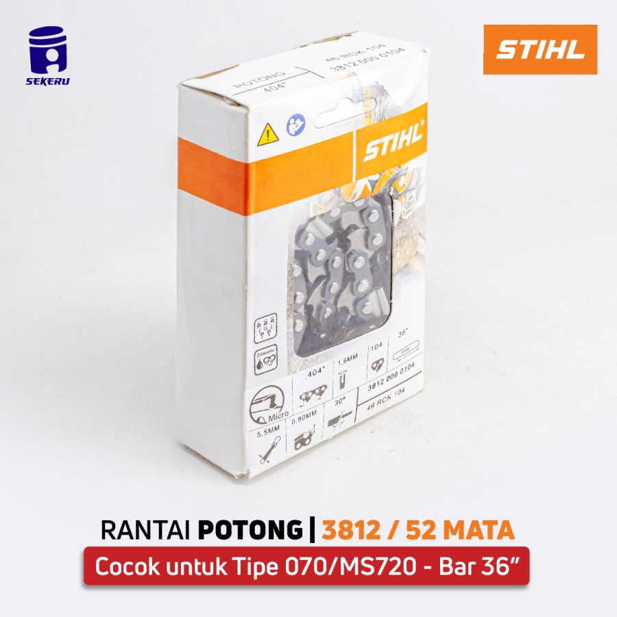 STIHL Rantai POTONG ChainSaw SENSO 070 36" inch 3812 52 Mata ORI