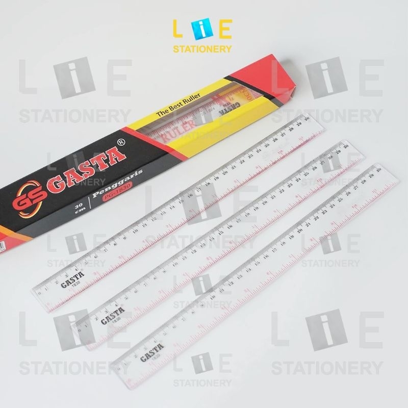 

LiE GARISAN GASTA 30CM / PENGGARIS PLASTIK 30 CM / RULER / GARISAN (Per Pcs)