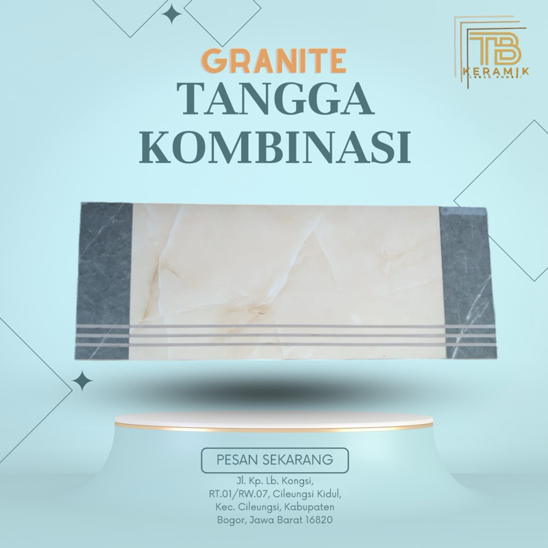 Granit tangga kombinasi cream ukuran 20x60 30x60 25x60