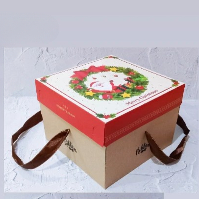 

(3 Pcs) Dus Tenteng Cake Ribbon Kotak Toples Kuker 500 Gr Isi 4 Box Hampers Parcel Natal 25x25x18 Cm