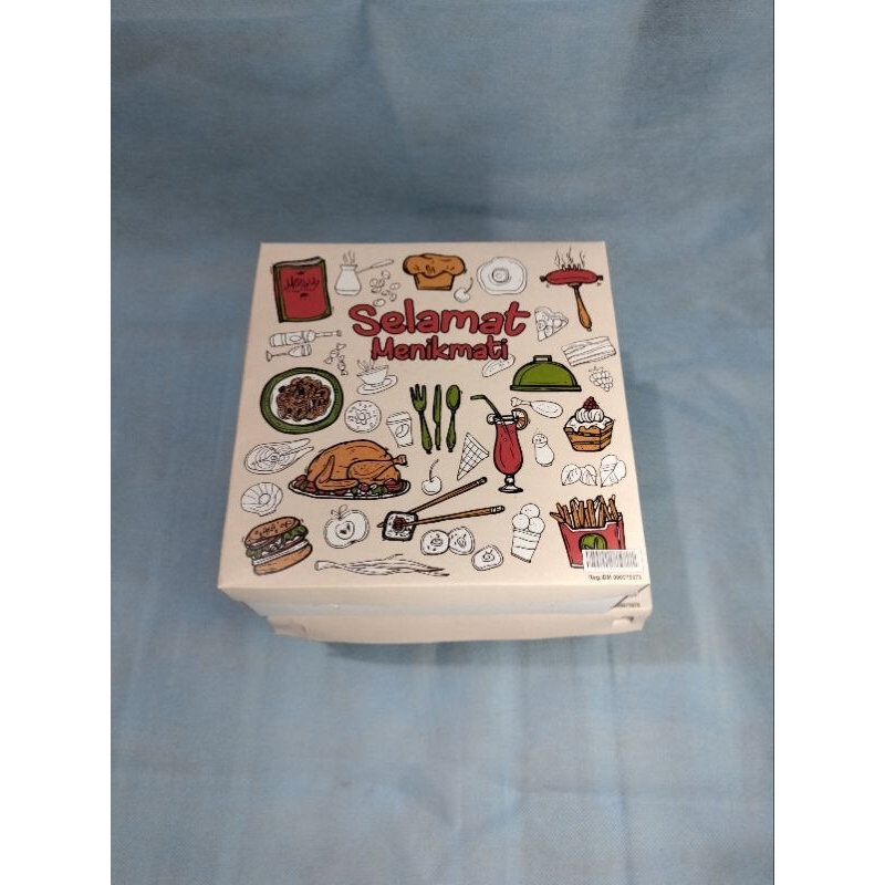 ISI 25 PCS DUS BOX NASI CATERING 18x18 MOTIF KEKINIAN TEBAL 310 GSM / DUS NASI KOTAK TUTUP PISAH TPS