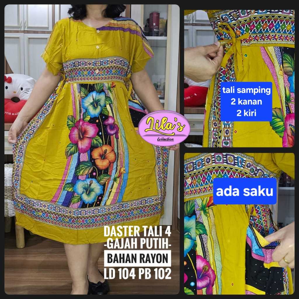 Daster Gajah Putih | Daster Tali 4 Gajah Putih Original