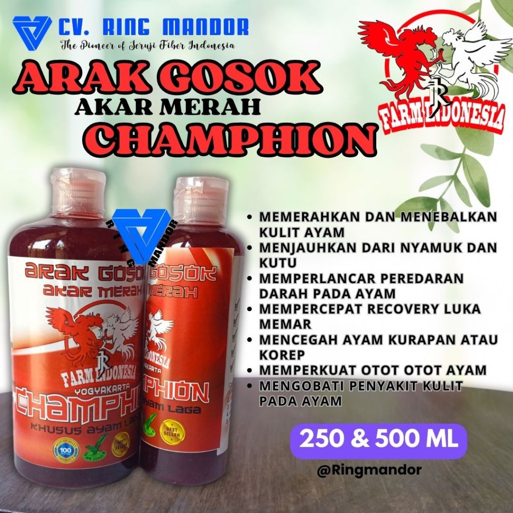 ARAK GOSOK KHUSUS AYAM AKAR MERAH CHAMPION RJ FARM