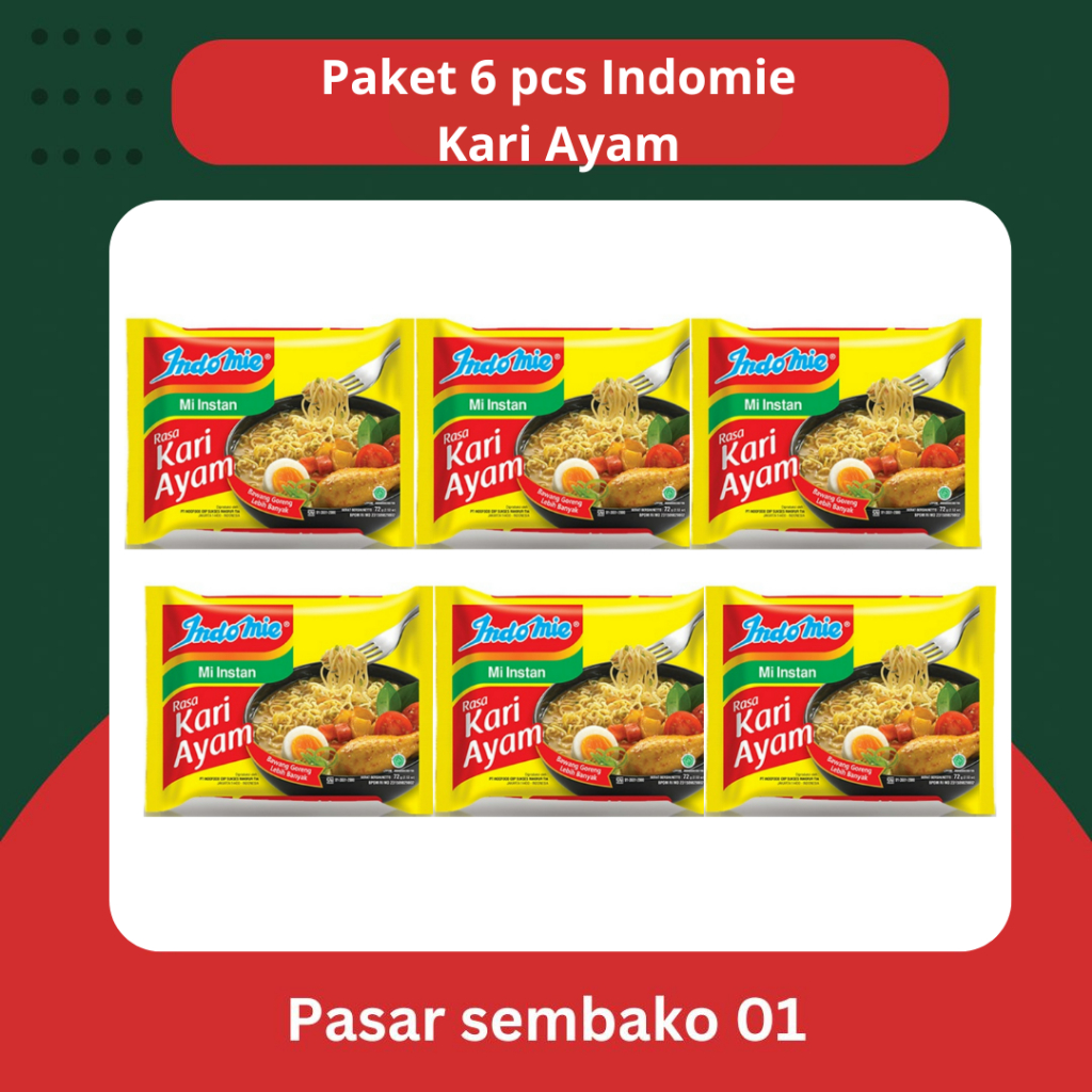 

Paket Mie Indomie Isi 6 Pcs Rasa Kari Ayam - Mie Instan Indomi isi 6