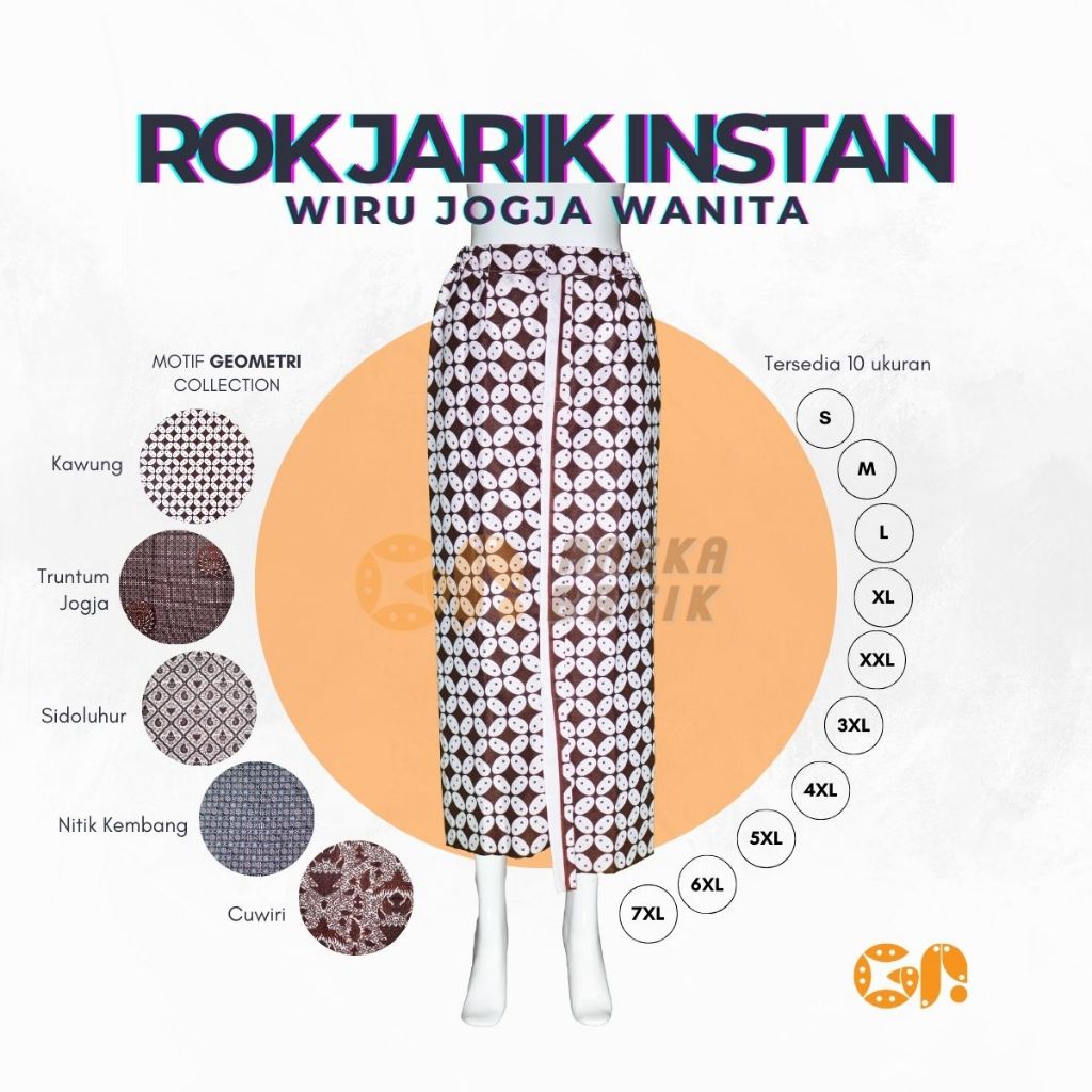 Rok Jarik Wiru Jogja Wanita Dewasa Rok Instan Pakaian Adat Jawa Batik Motif Geometri