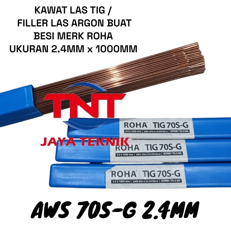 KAWAT LAS ARGON TIG BESI 2.4MM ROHA TGS50 ER 70S-G / FILLER LAS ARGON / TIG ROD LAS ARGON 2.4 MM TG-