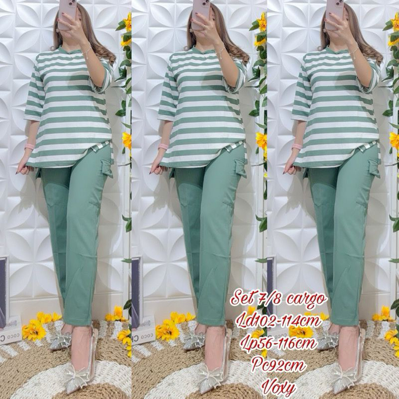 Setelan Salur - Set Salur Knit - Oneset Salur - Setelan Wanita