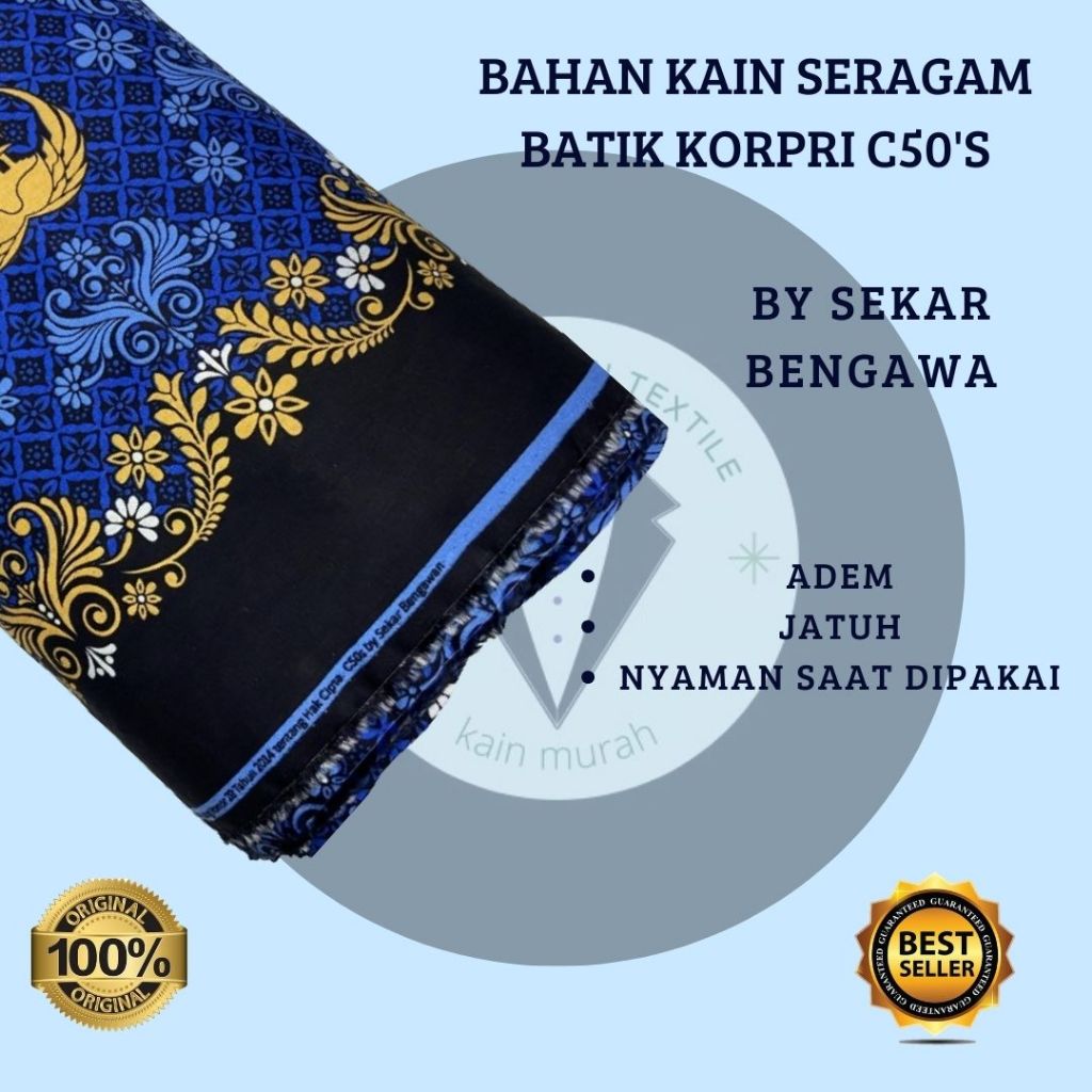 Kain batik seragam korpri c50s premium, bahan katun adem halus murah