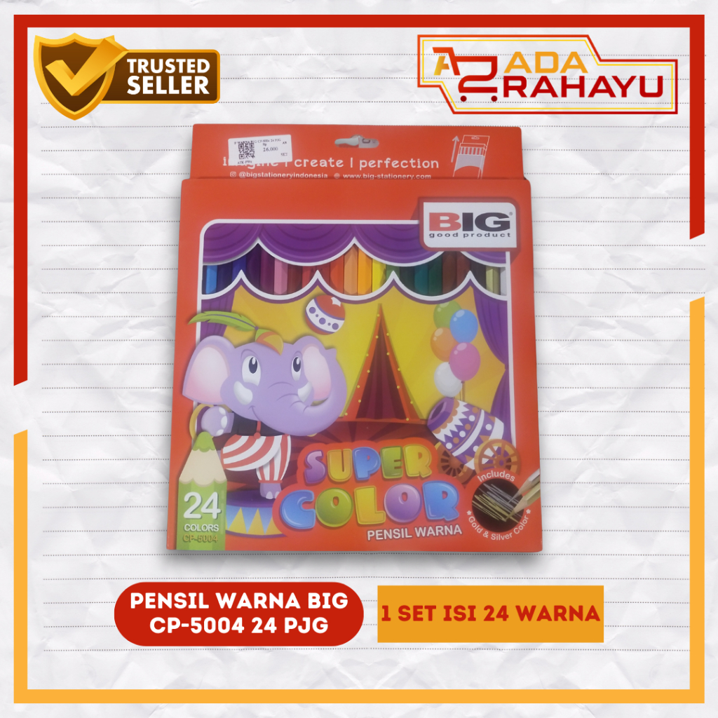 

Pensil Warna Big CP-5004 24 Panjang 1 Set isi 24 Warna