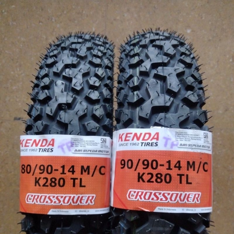 PAKET 80/90-14 & 90/90-14 SEPASANG BAN LUAR KENDA K280 DUAL PURPOSE ORIGINAL TUBELESS / TUBETYPE TT 