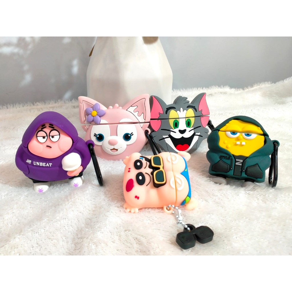 HEADSET BLUETOOTH TWS FREE CASING KARAKTER LUCU DAN KABEL CHARGER (RANDOM)