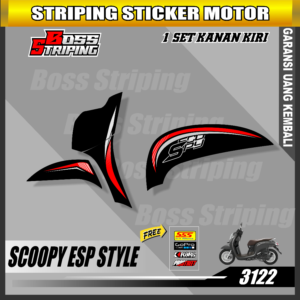 Striping Stiker Scoopy Esp 2017 2018 2019 Kode (M3122) Setiker Variasi Semi Full Body Keren Murah