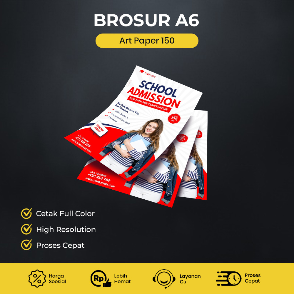 

CETAK BROSUR A6 10,5 x 14,8CM ART PAPER 150 FLYER BROSUR PROMOSI PRINT 1 SISI MURAH & CEPAT | GROSIR