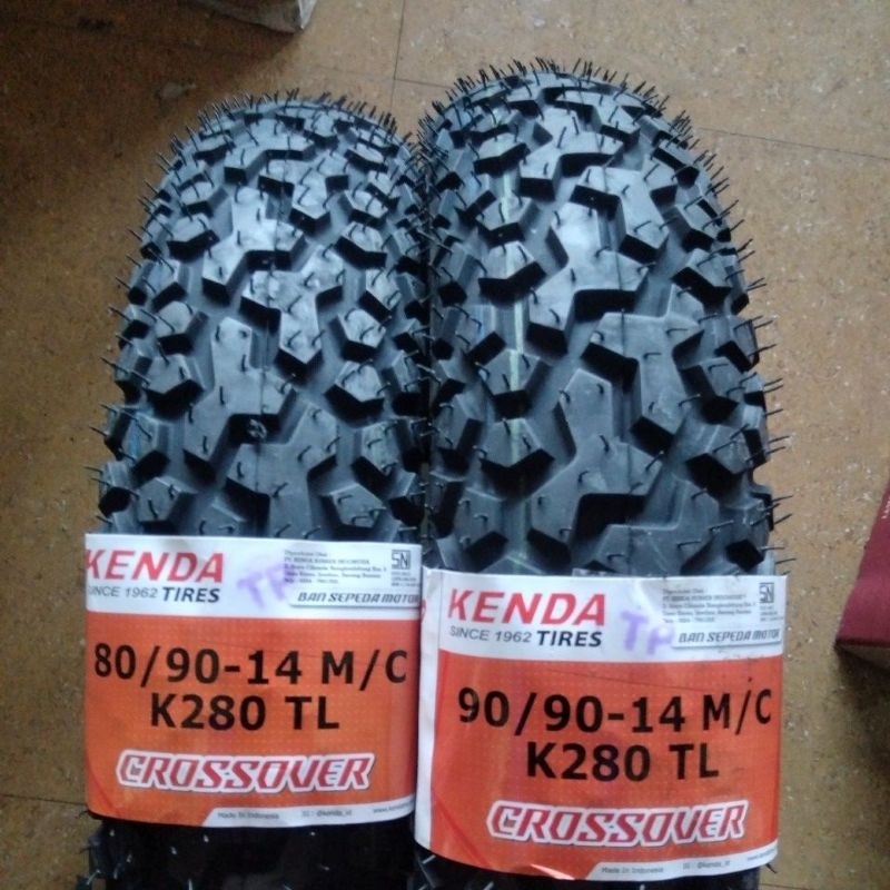 Ban Luar Depan Belakang KENDA K280 Ring 14 80/90-14 90/90-14 DUAL PURPOSE ORIGINAL TRIALS TRIL SEMI 