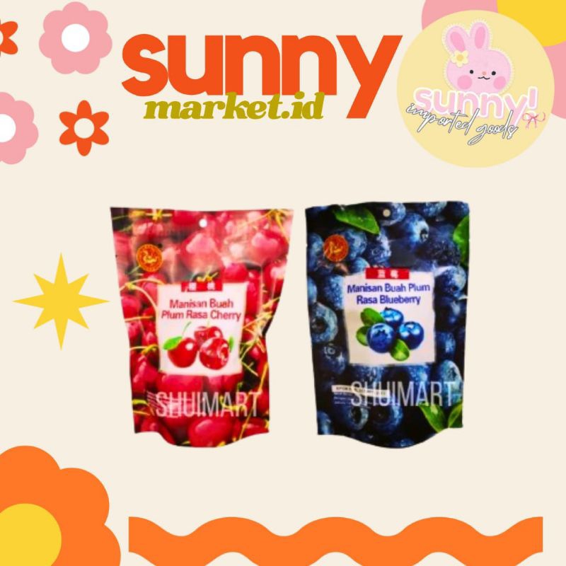 

SUNNYMARKET - CHEN LIANG JI MANISAN BUAH PLUM BASAH RASA BUAH BLUEBERRY CHERRY 220 GR