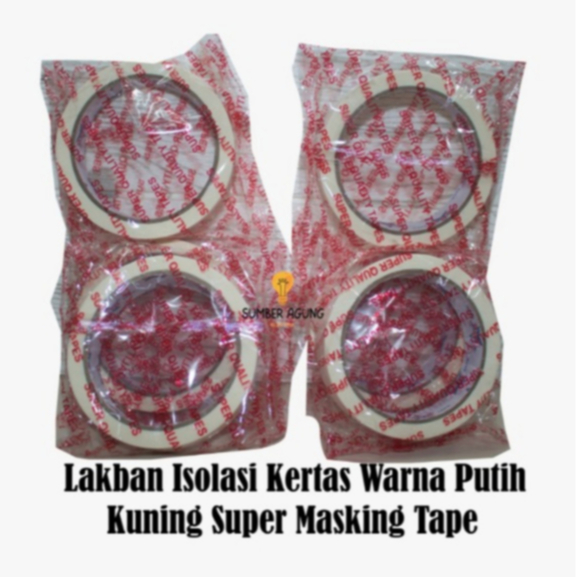 Lakban Isolasi Kertas Warna Putih Kuning Super Masking Tape/ lakban isolasi kertas super tebal