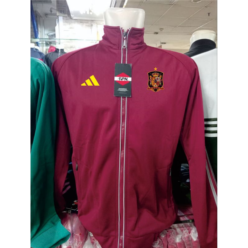 Jaket bola impor Tracktop timnas spanyol Spain full sablon