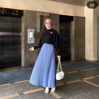 Basic Rok Pleats Umbrella pleats skirt By VanillaHijab vanilla hijab pleats skirt