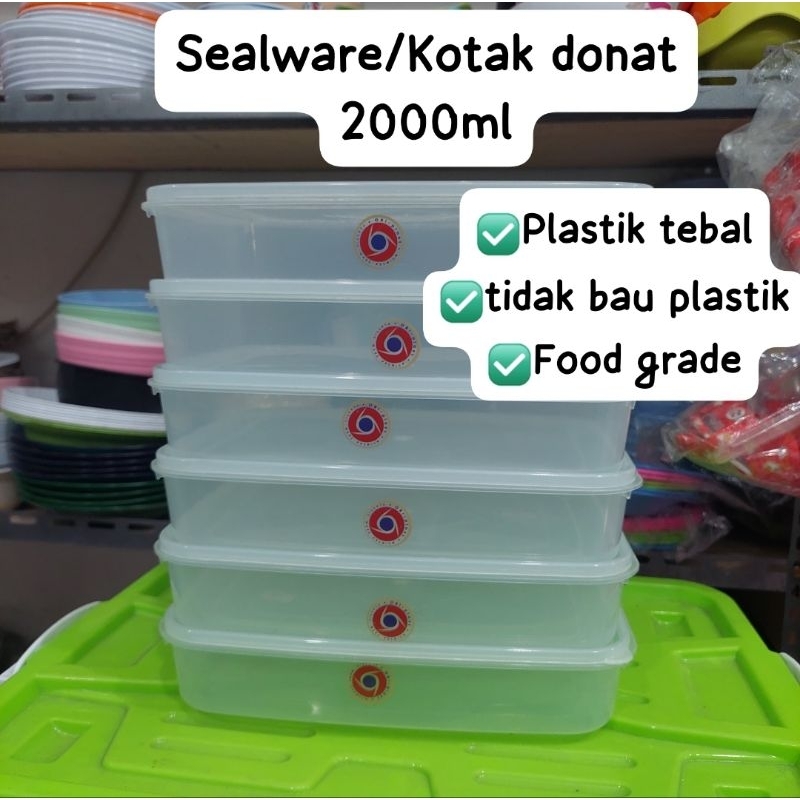 Sealware 2000ml/ wadah donat/sealware transparan/kotak makan/kotak donat
