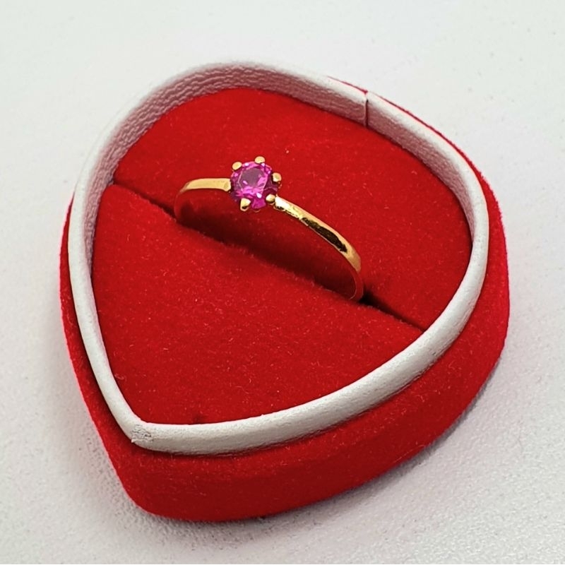 Cincin Emas Muda Solitaire Mata Merah 1 Gram