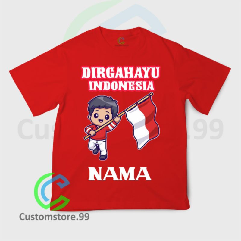 BAJU ANAK KAOS ANAK 17 AGUSTUSAN KEMERDEKAAN INDONESIA FREE NAMA