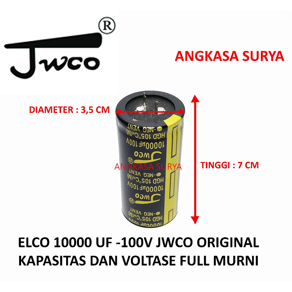 ELCO 10000UF 100V JWCO ORIGINAL FULL MURNI / CAPASITOR KAPASITOR AUDIO 10000 100V JWCO