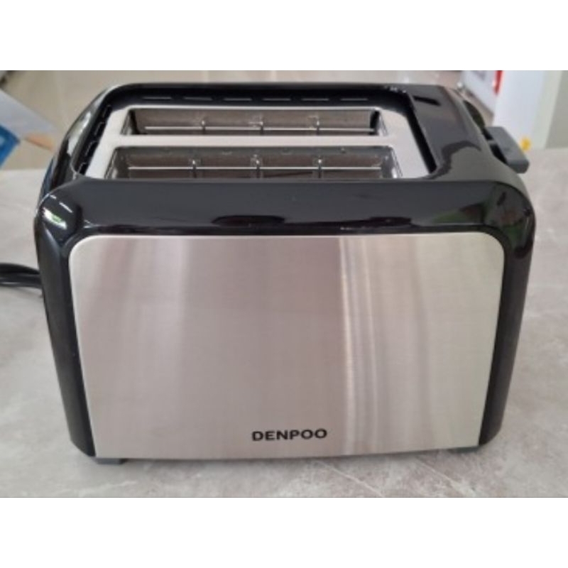 Oven Toaster Denpoo DT 122D - Pemanggang Roti Elektrik 2 Slot, 7 Pengatur Suhu, Silver-hitam