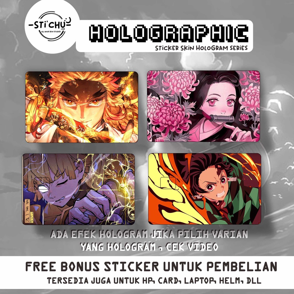 

MURRRMERRR Sticker Kartu Atm Skin Card HOLOGRAM DEMON SLAYER flazz emoney dll